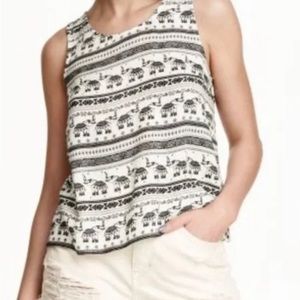 H&M Coachella Elephant Split Back Tank Top Size 6